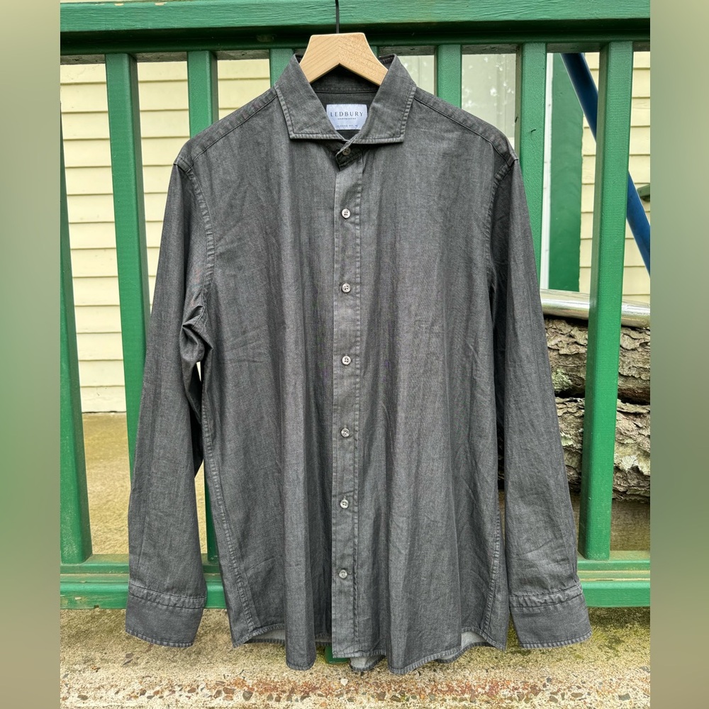 Ledbury The Slate Bricker Washed Twill Casual Shirt Size 16-35 NWOT